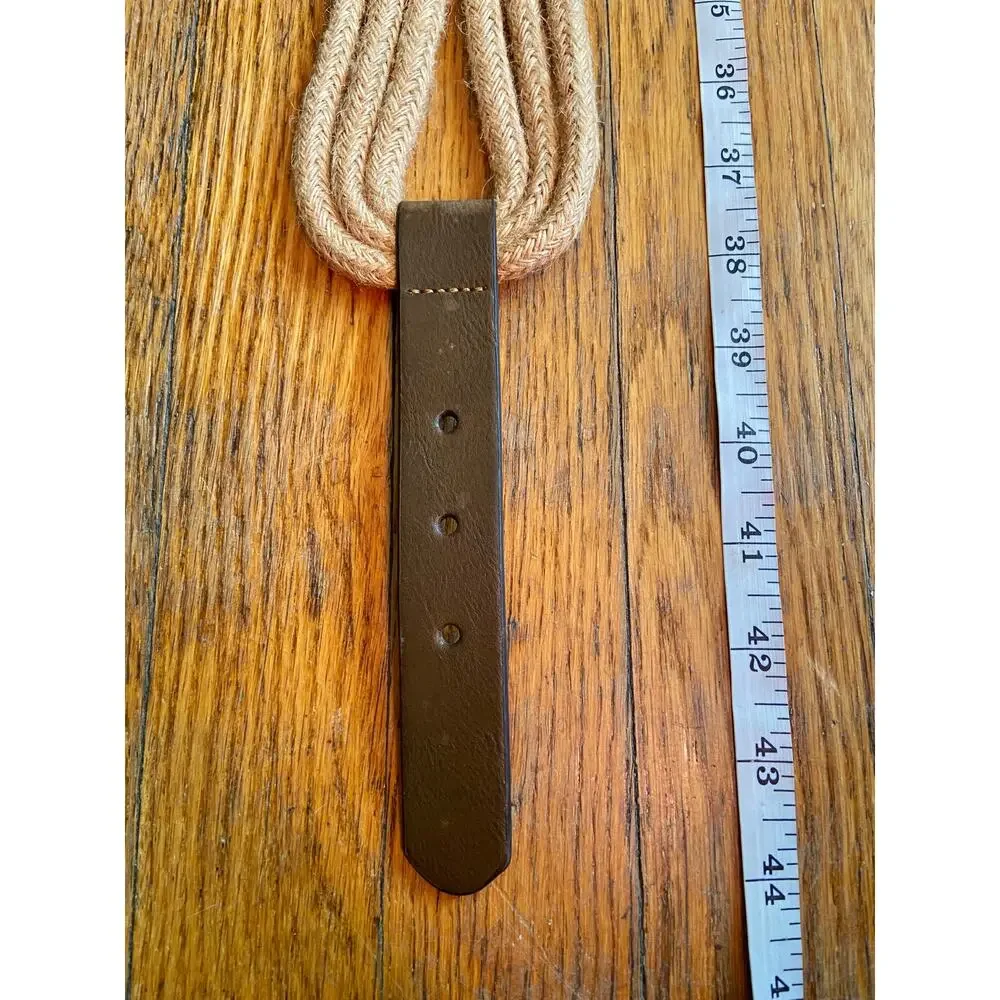 Wide Brown Leather/Rope Elastic Waist Belt sz L/XL